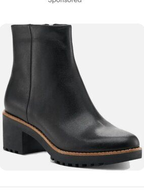 Botkier NY Brynn Moto Zip Black Chunky Leather Ankle Boots